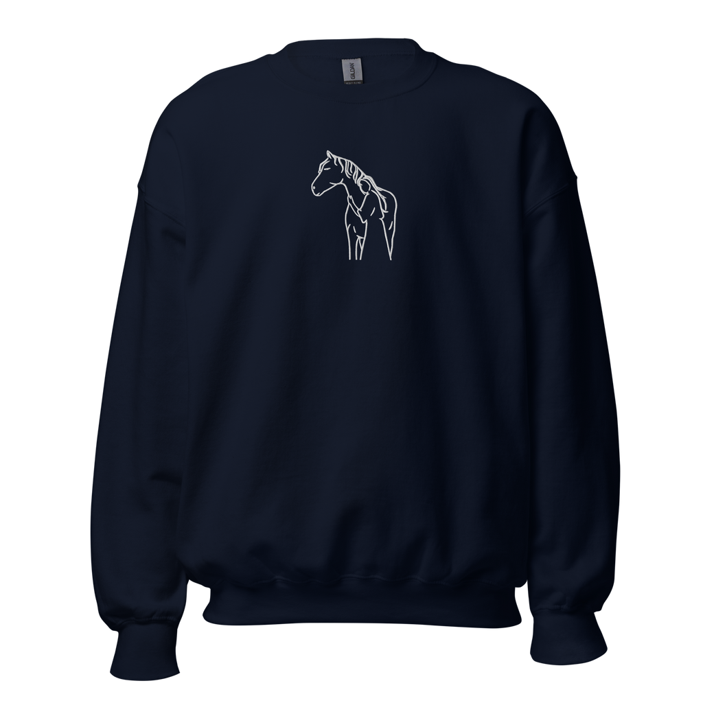 Horse-Woman Hug Embroidery Sweatshirt