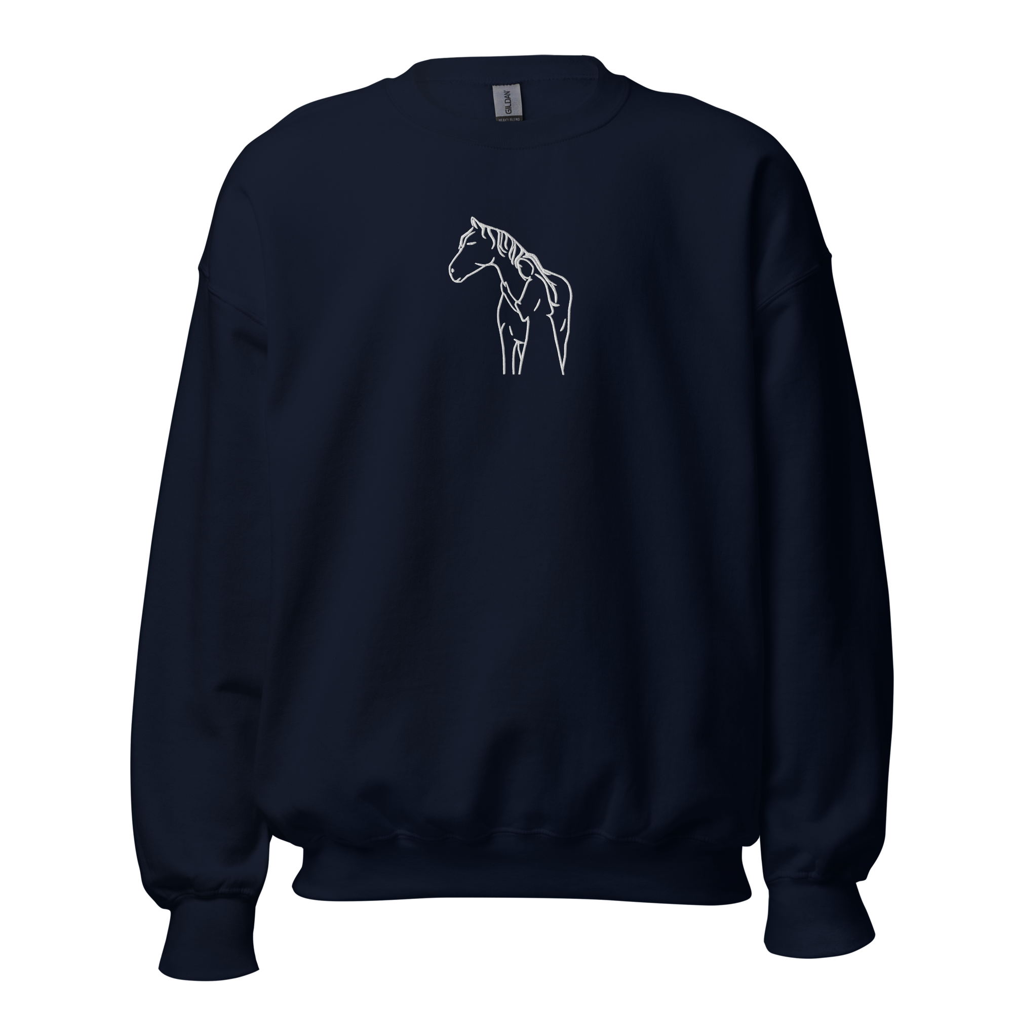 Horse-Woman Hug Embroidery Sweatshirt