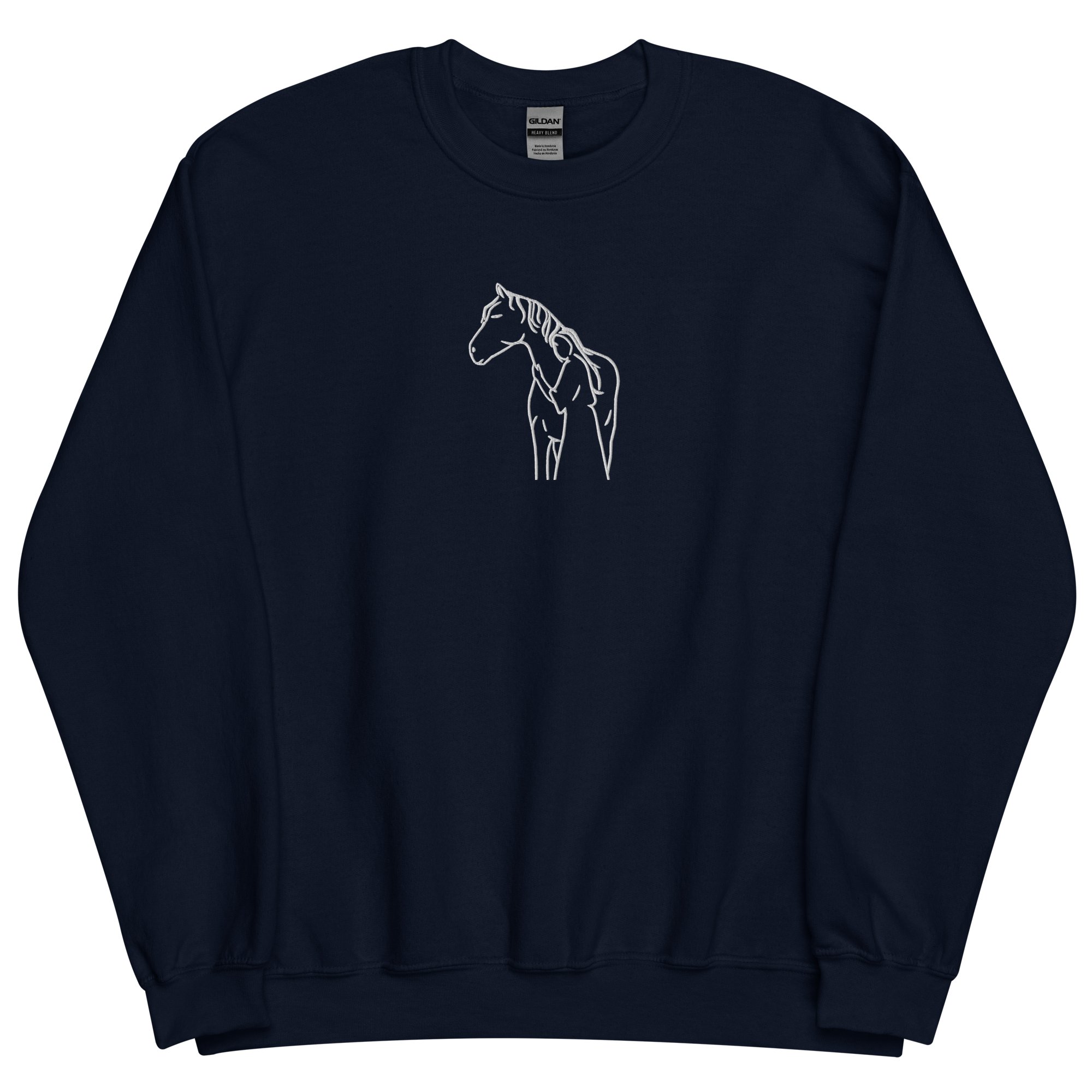 Horse-Woman Hug Embroidery Sweatshirt