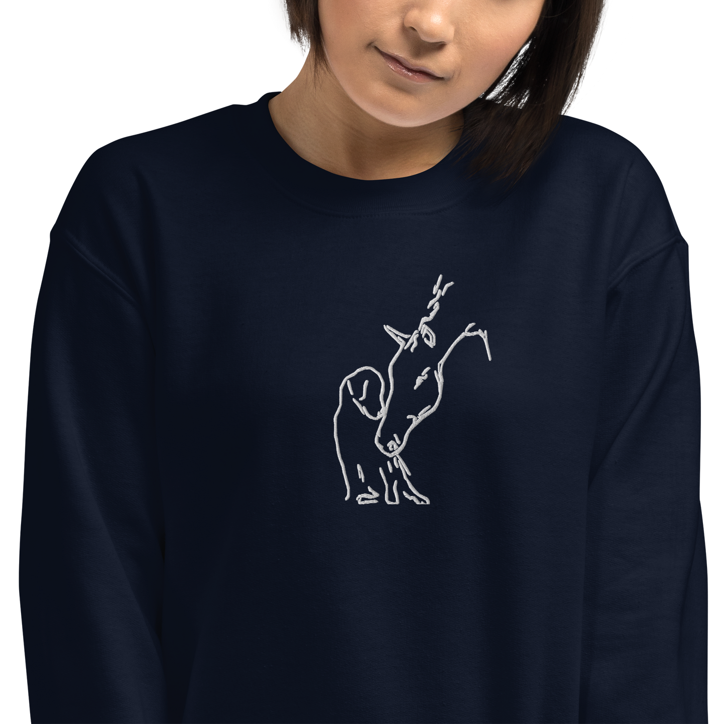 Camisola bordada cavalo e cão